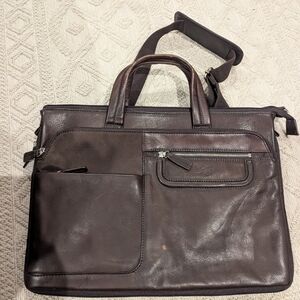 Scully Dark Brown Leather Briefcase